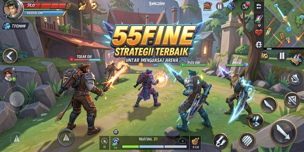 Screenshot utama menunjukkan aksi strategi mendebarkan di 55FIVE.