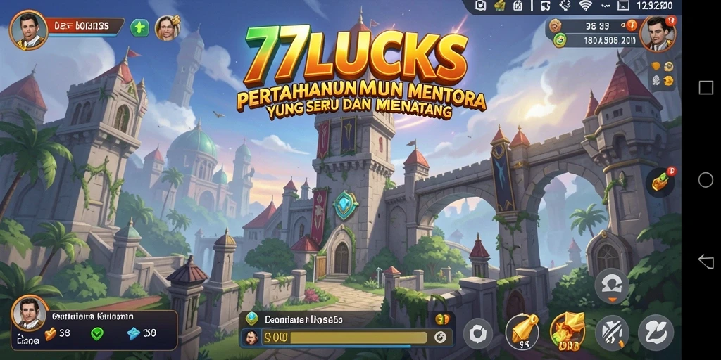 Screenshot gameplay 77LUCKS menampilkan strategi tower defense yang dinamis.