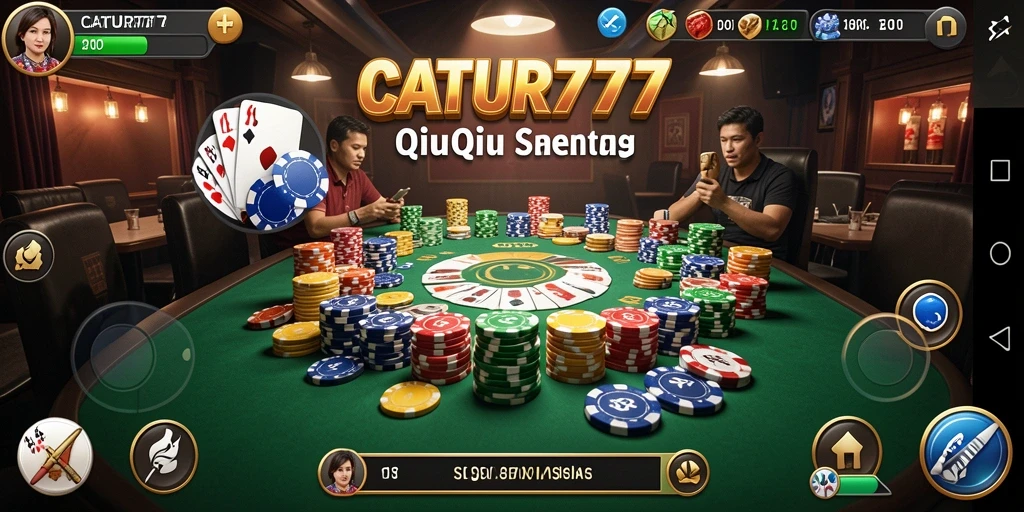 Tampilan gameplay seru dari CATUR777 dengan fitur QiuQiu.