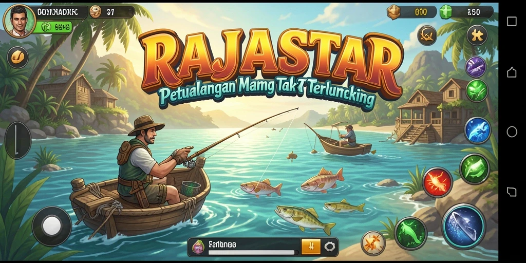 Gameplay RAJASTAR yang menarik saat menangkap ikan.