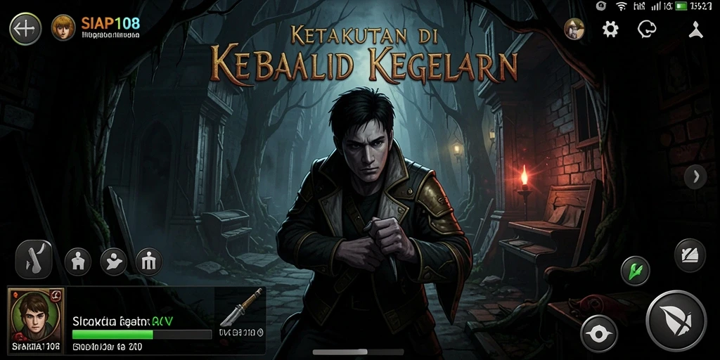 Tampilan gameplay menegangkan dari SIAP108 yang penuh kegelapan.