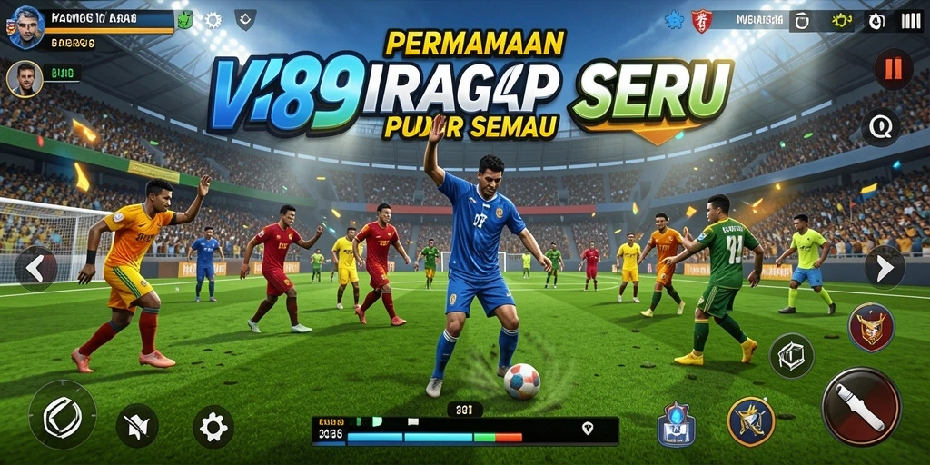 Screenshot V89 menampilkan intensitas gameplay olahraga yang seru.